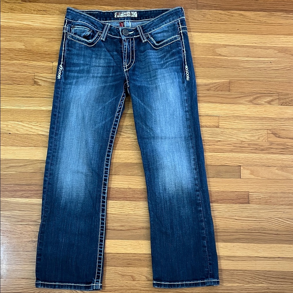 BKE Women’s Straight Leg Jeans in Dark Blue Wash